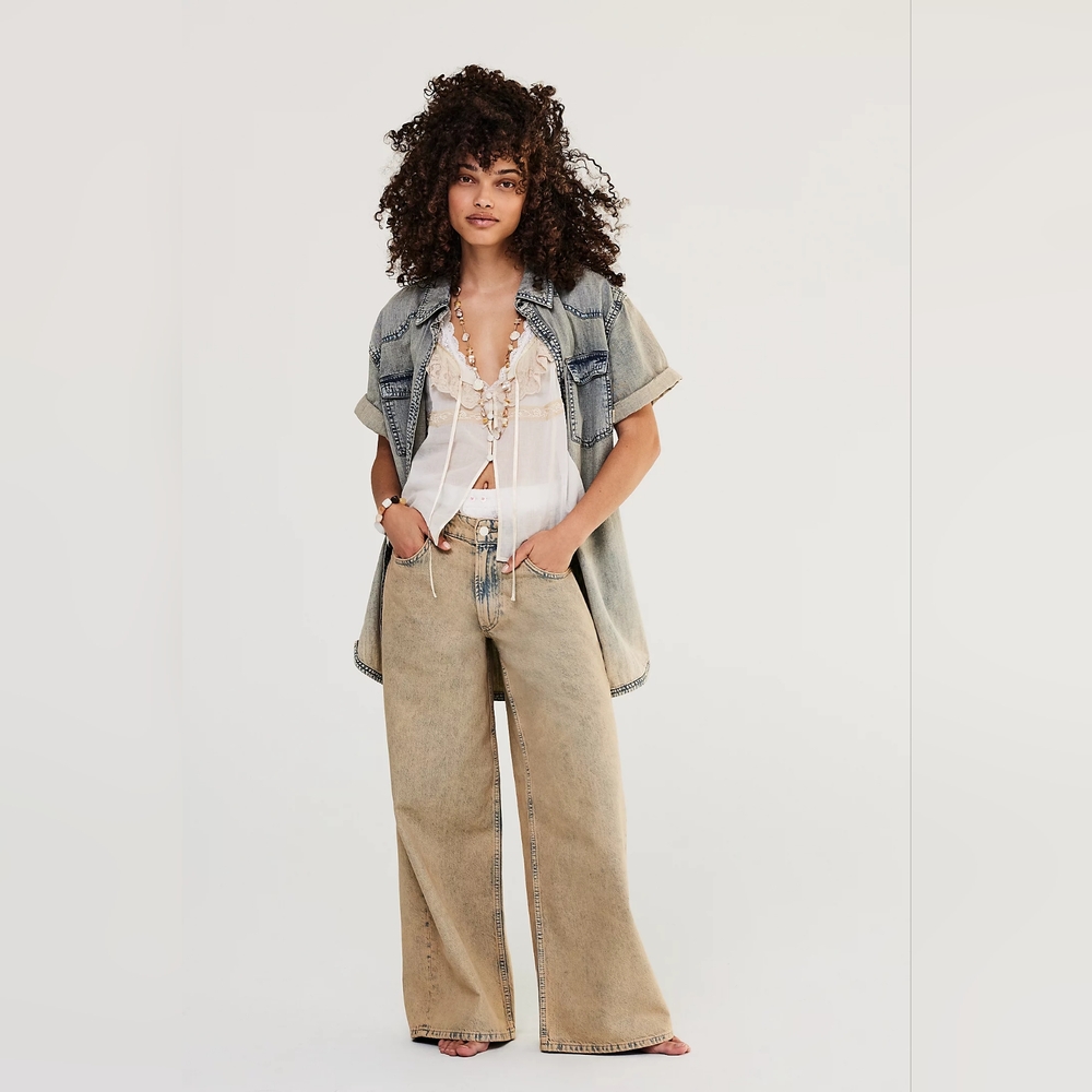 We The Free Waterfalls Baggy Wide-Leg Jeans- 28 Short - Picture 1 of 10